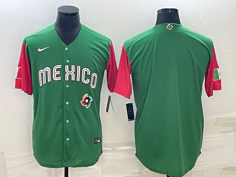 Men 2023 World Cub Mexico Blank Green Nike MLB Jersey2->more jerseys->MLB Jersey